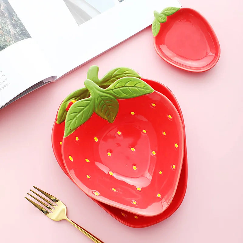 Retro Strawberry Fields Ceramic Dessert & Dipping Dish