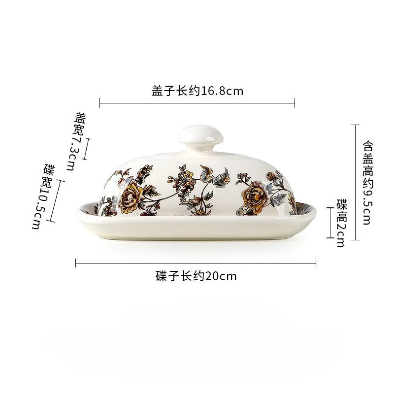 "Country Kitchen" Floral Ceramic Sealed Butter Dish