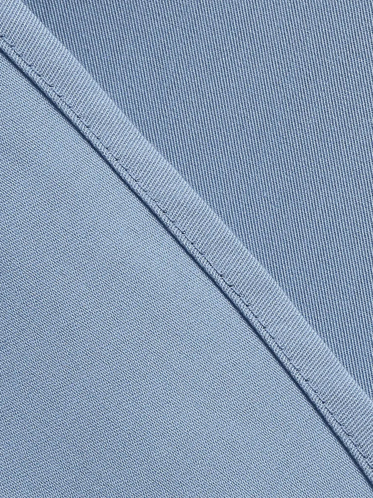 Contrast Trim Button-Front Fit & Flare Dress