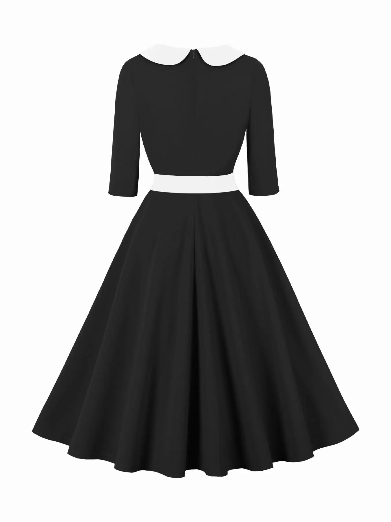 Contrast Collar Fit & Flare Dress