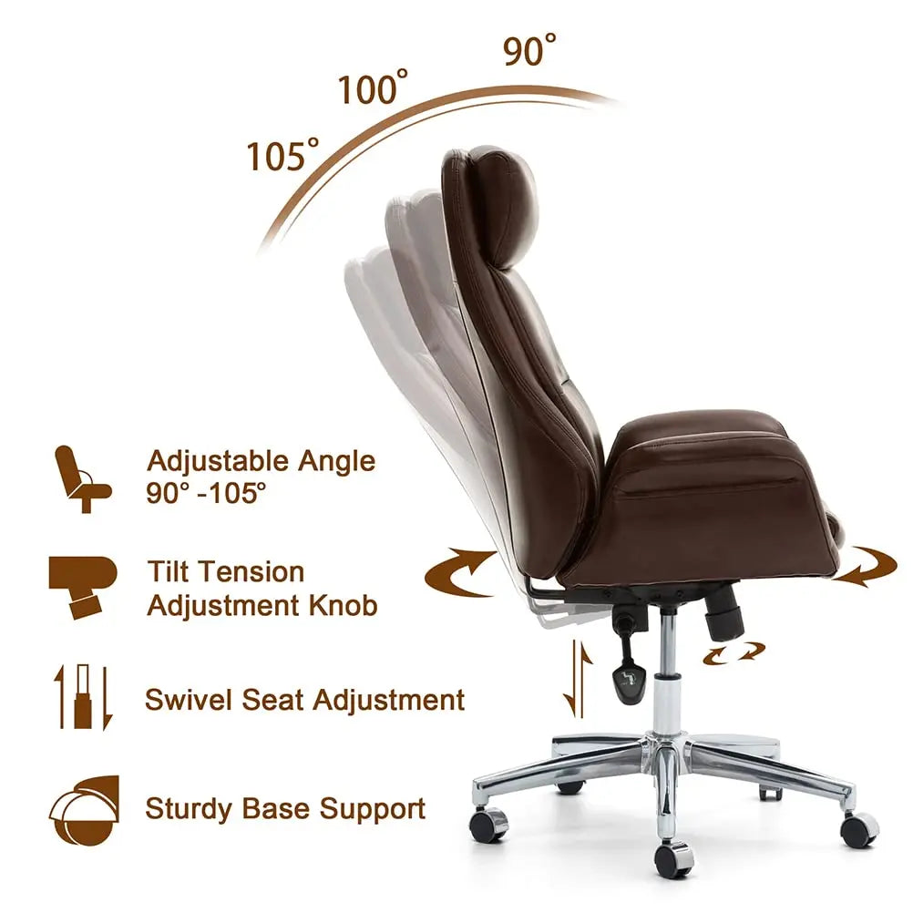 Leather Adjustable High-Back Office Chair