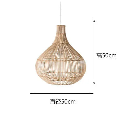 Chinese Creative Hand-Woven Rattan Art LED Pendant Lamp - Retro Decorative Lighting for Restaurants, Hotels, Study Rooms, Hallways, and Rural Decor