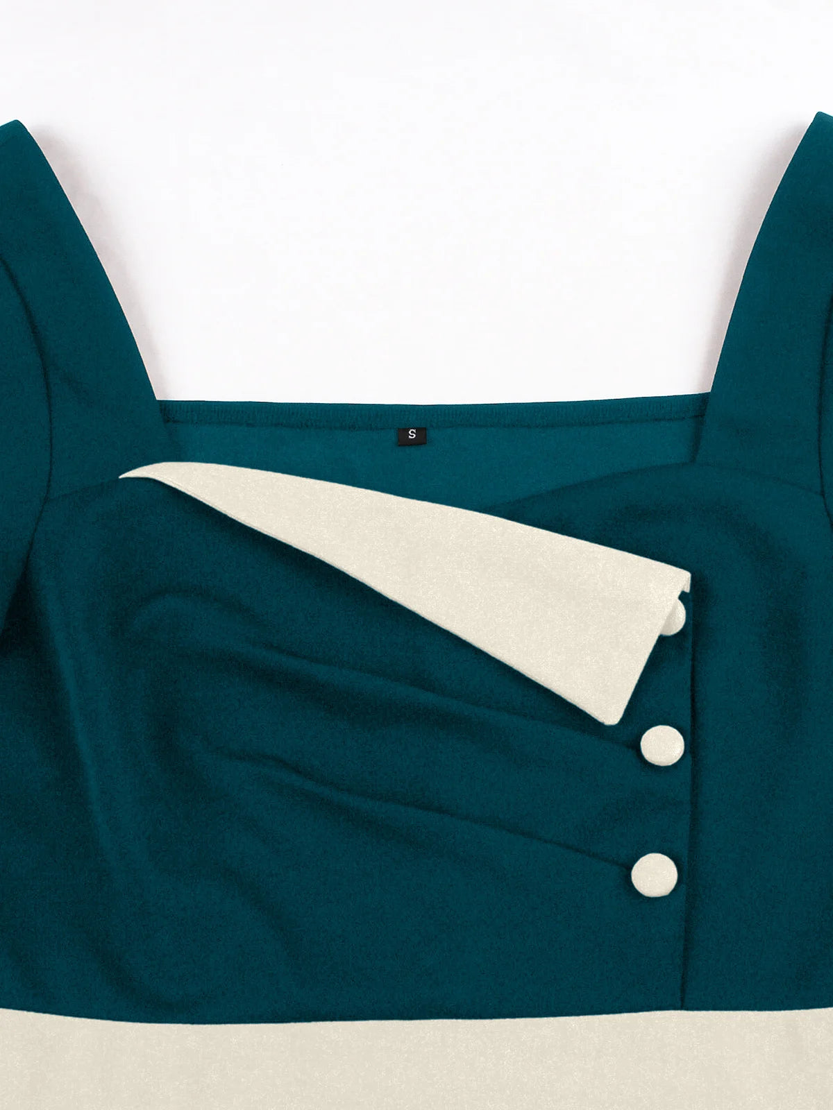 Contrast Lapel Button Detail Fit & Flare Dress