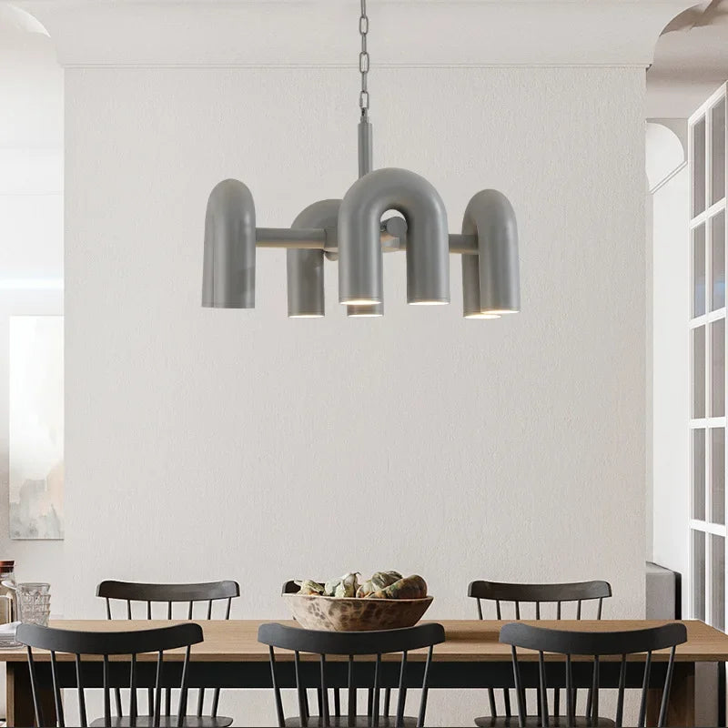 Retro Macaron U-Shape LED Pendant Chandelier