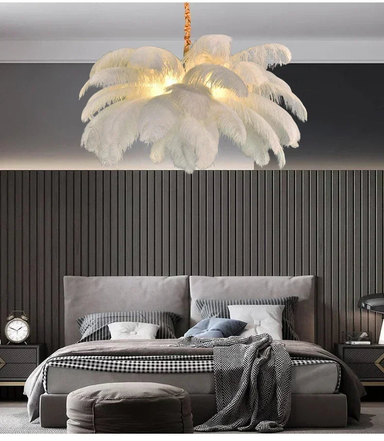 Classic Las Vegas Showgirl Ostrich Feather Chandelier