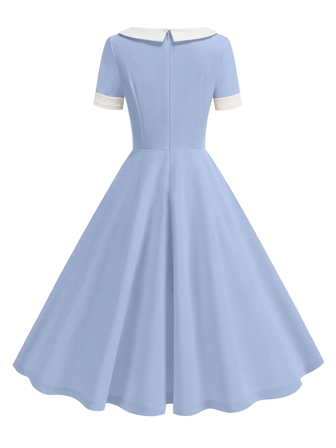 Contrast Collar Fit and Flare Midi Dress
