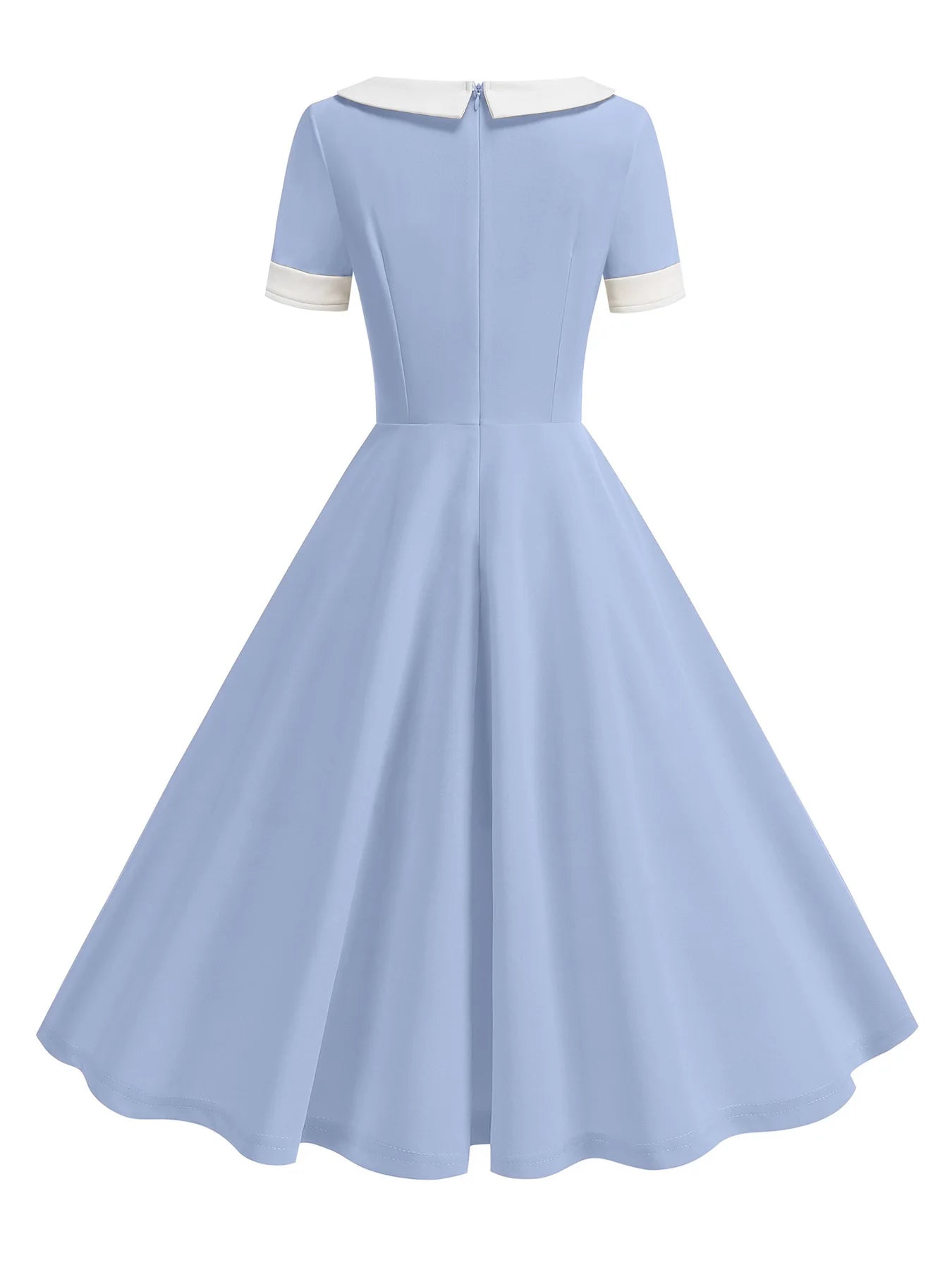 Contrast Collar Fit and Flare Midi Dress