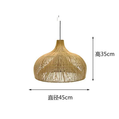 Chinese Creative Hand-Woven Rattan Art LED Pendant Lamp - Retro Decorative Lighting for Restaurants, Hotels, Study Rooms, Hallways, and Rural Decor