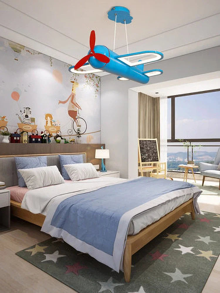 Retro Pop Cartoon Iron Airplane Chandelier