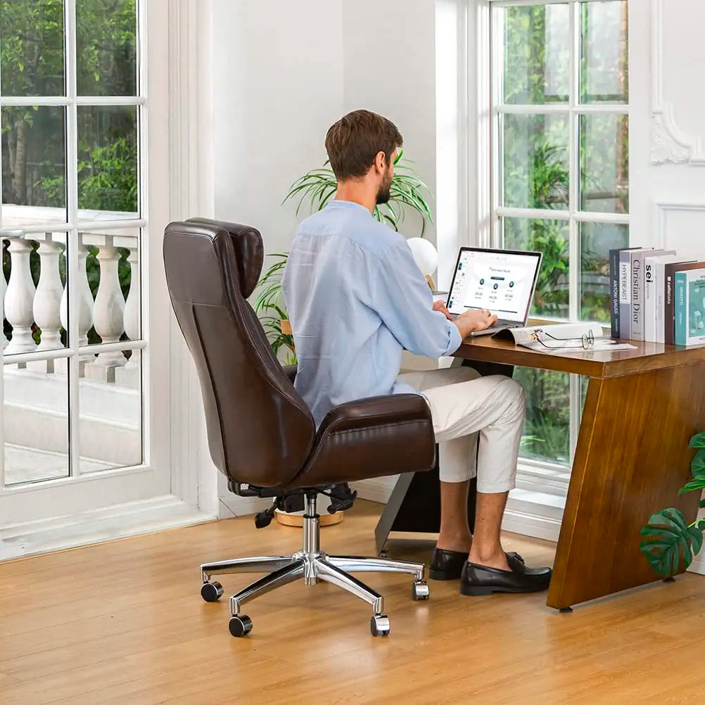 Leather Adjustable High-Back Office Chair