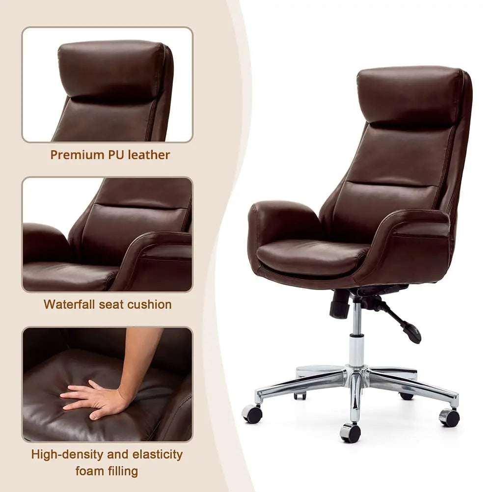 Leather Adjustable High-Back Office Chair