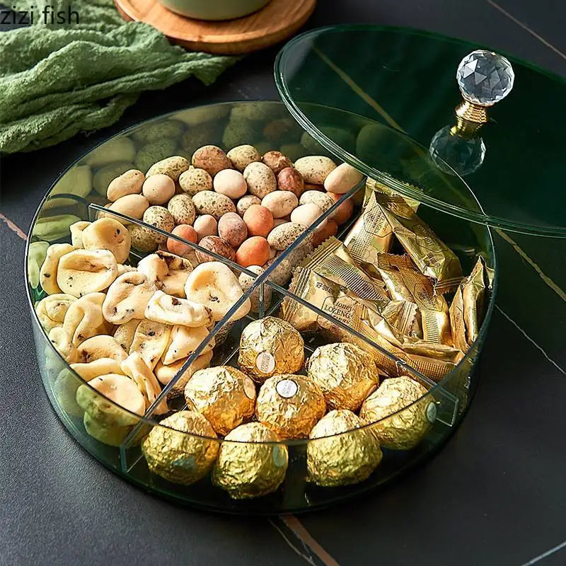 Retro Hollywood Multi-Grid Candy & Nut Dish with Lid