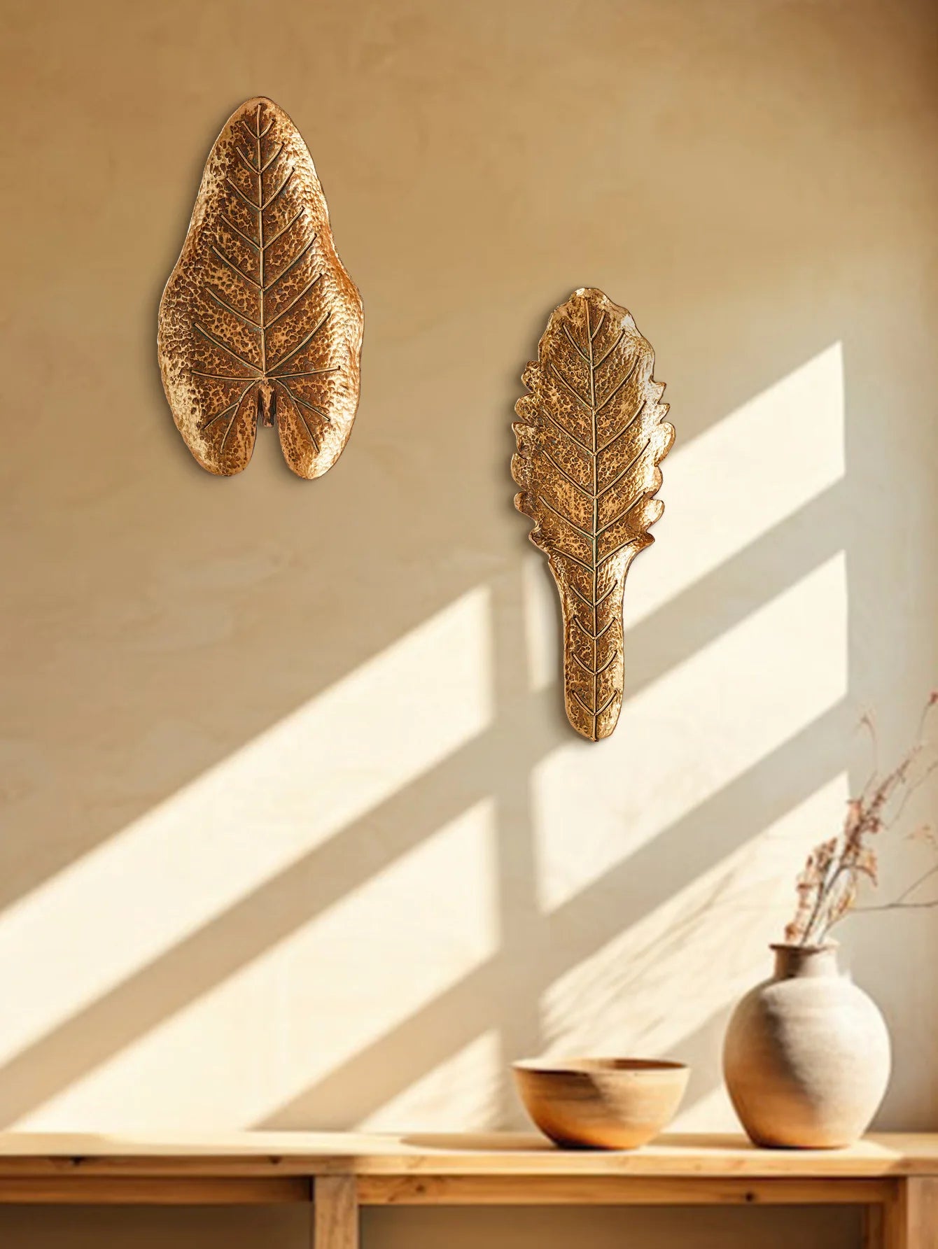 Hollywood Regency Golden Ginkgo Leaf Wall Art
