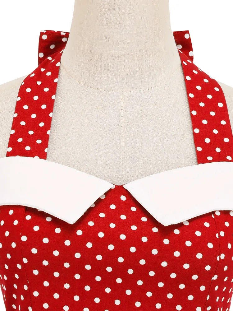 Halter Polka Dot Sweetheart Fit & Flare Dress
