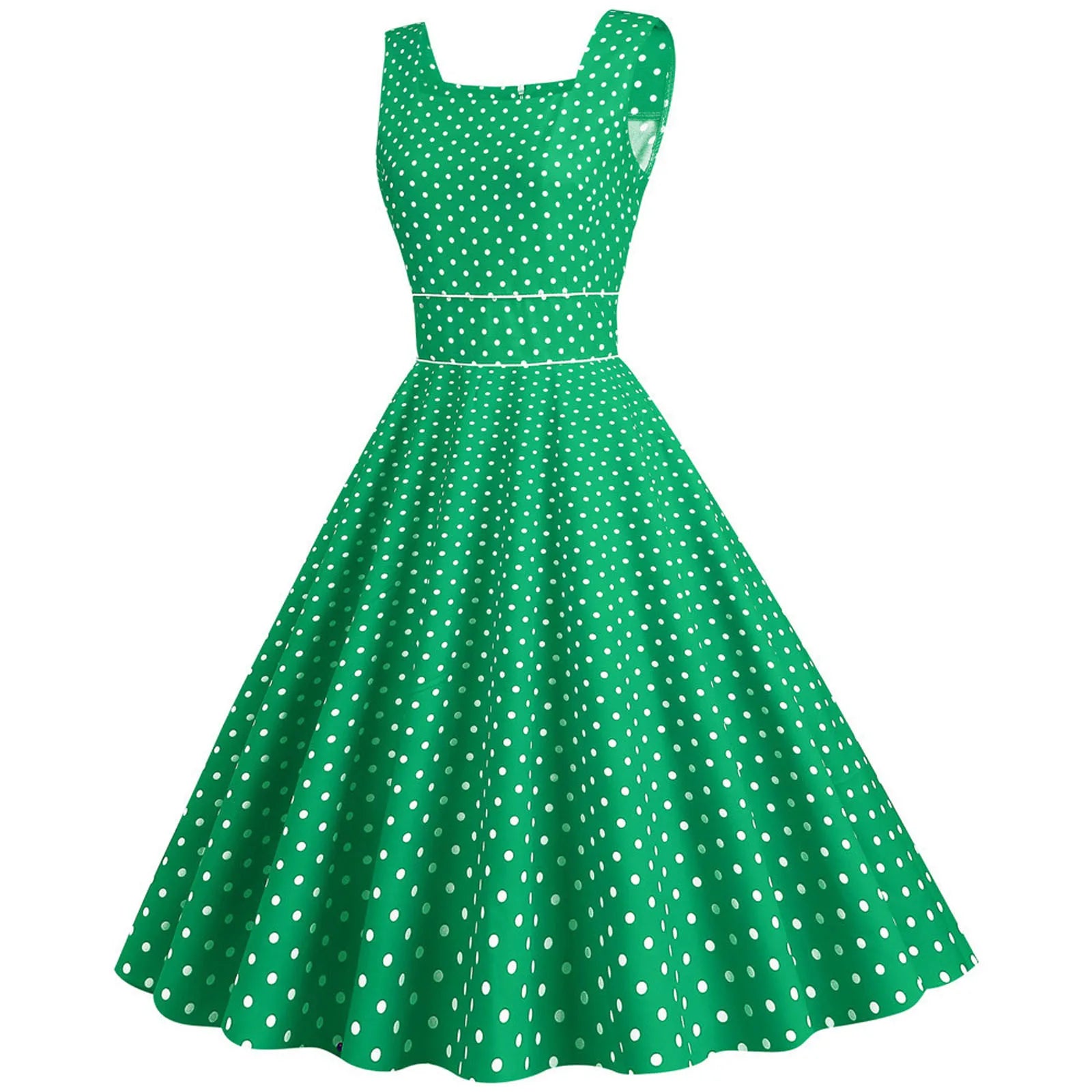 Sleeveless Polka Dot Fit and Flare Midi Dress