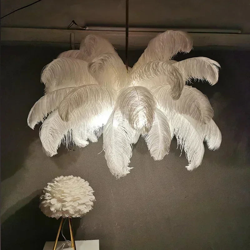 Classic Las Vegas Showgirl Ostrich Feather Chandelier