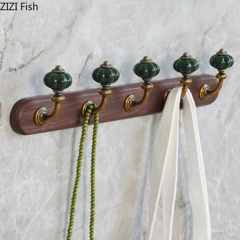 Mid-Century Minimalist Solid Wood Multiple Hanging Hooks