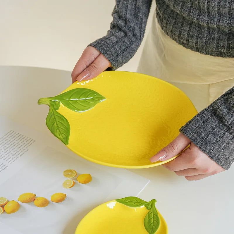Sunshine Citrus Lemon Ceramic Dipping & Dessert Plate