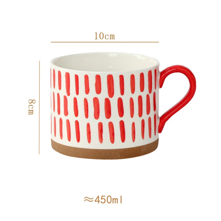 Retro Boho Painted Pattern Porcelain Stacking Mug