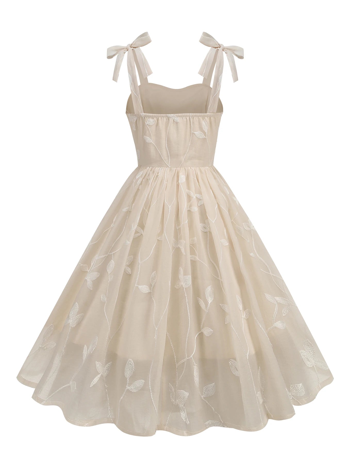 Embroidered Tie Strap Tulle Dress