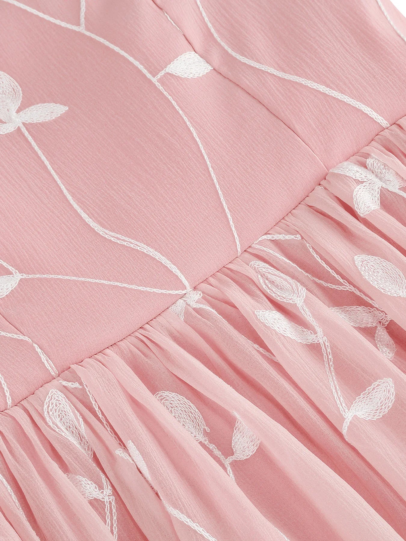 Embroidered Tie Strap Tulle Dress