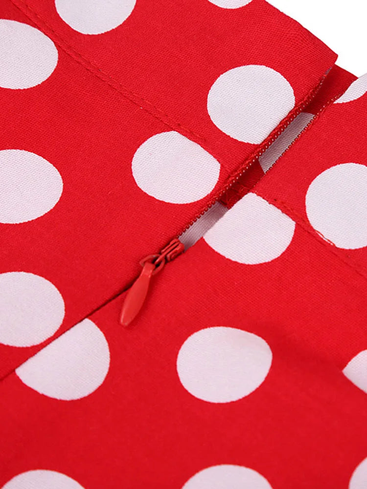 High Waist Polka Dot A Line Midi Skirt