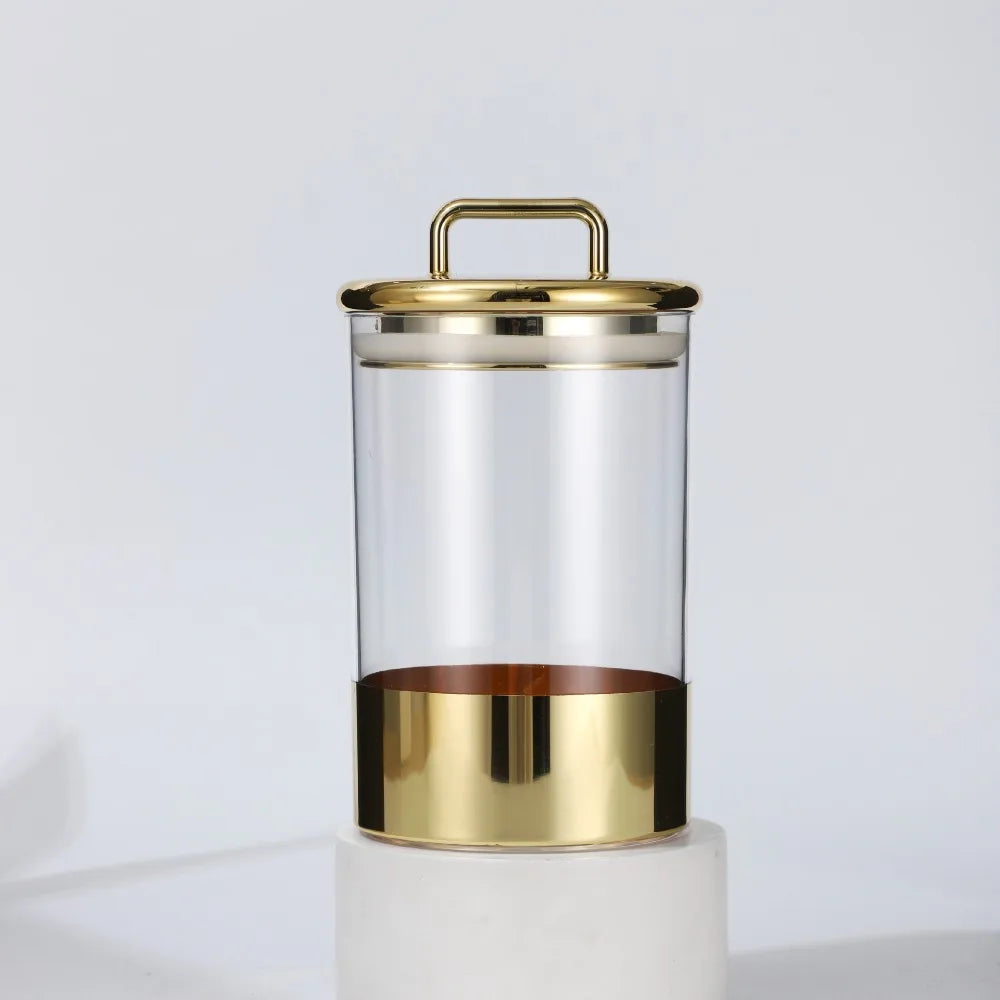 Starlight Grandeur Gold Lid Glass Storage Jar