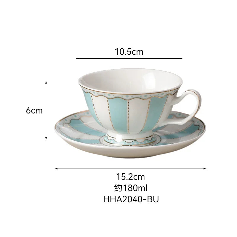 "Gilded Era" Hand-Drawn Gold Bone China Mug & Saucer Set