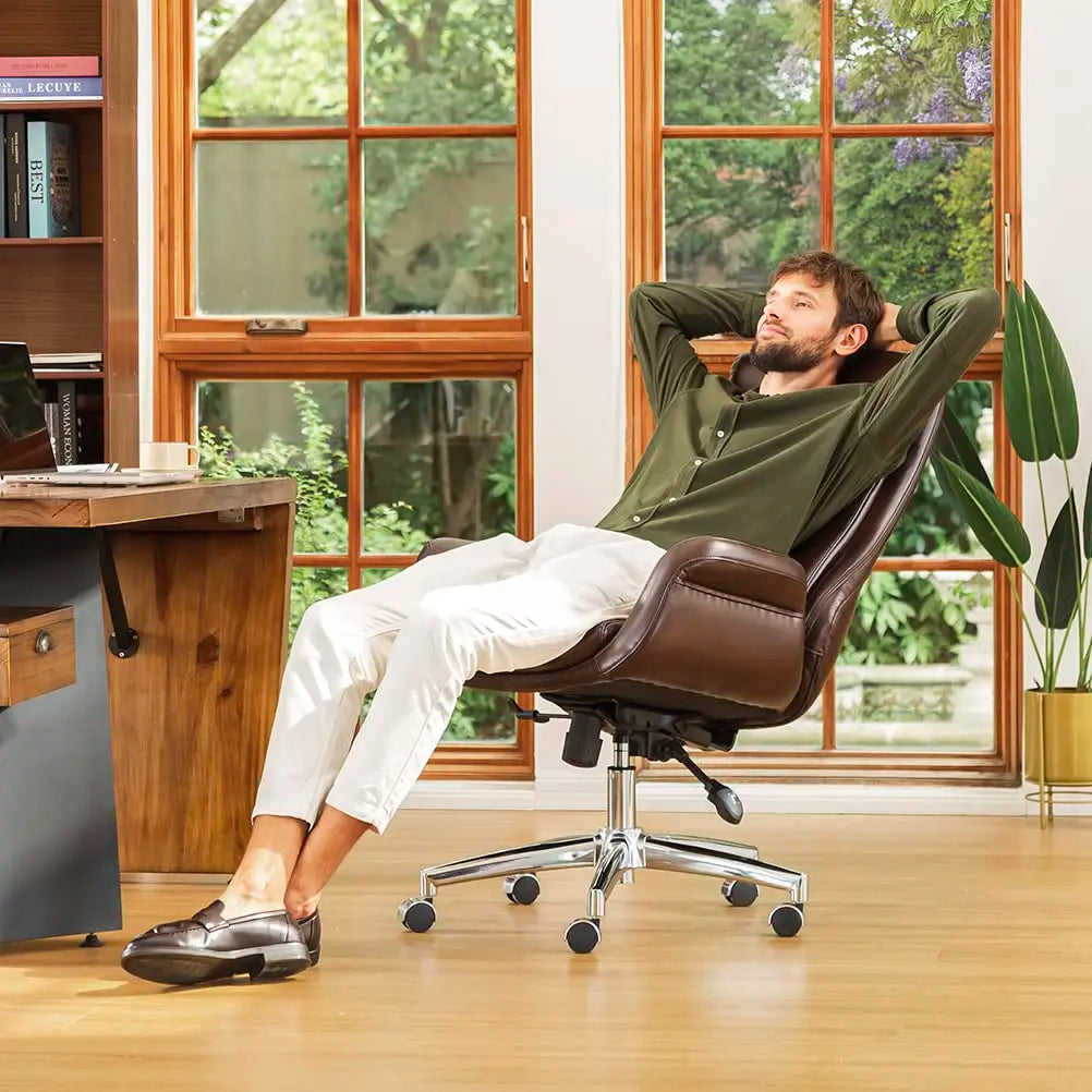 Leather Adjustable High-Back Office Chair