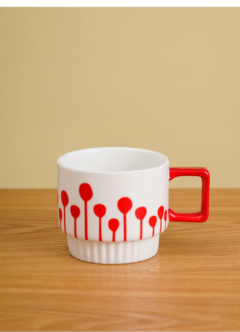 Gilded Era Polka Dot Ceramic Coffee Cup & Saucer Set