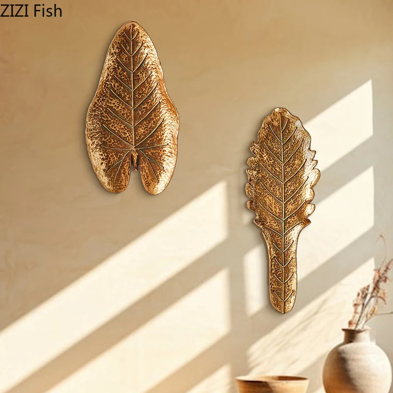 Hollywood Regency Golden Ginkgo Leaf Wall Art