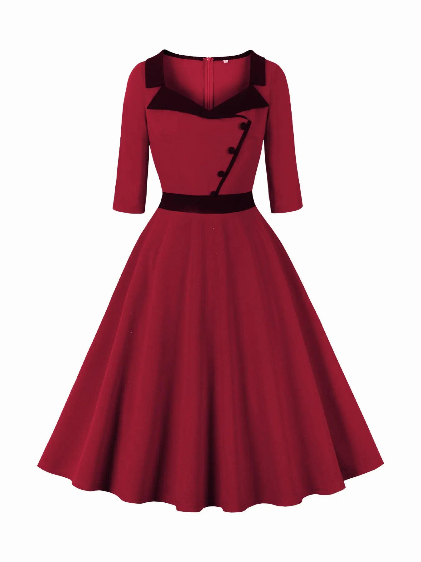 Contrast Collar Fit & Flare Dress