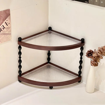 Mid-Century Executive Wooden Double-Tier Desktop Storage Rack