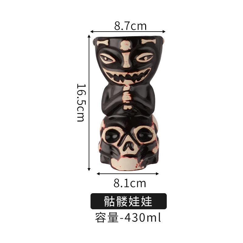 Polynesian Pop Retro Tiki Mug – Halloween & Cocktail Skeleton Edition