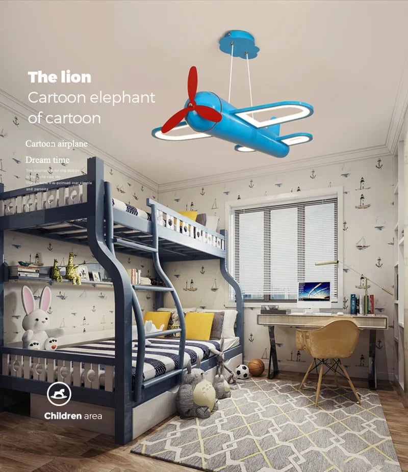 Retro Pop Cartoon Iron Airplane Chandelier
