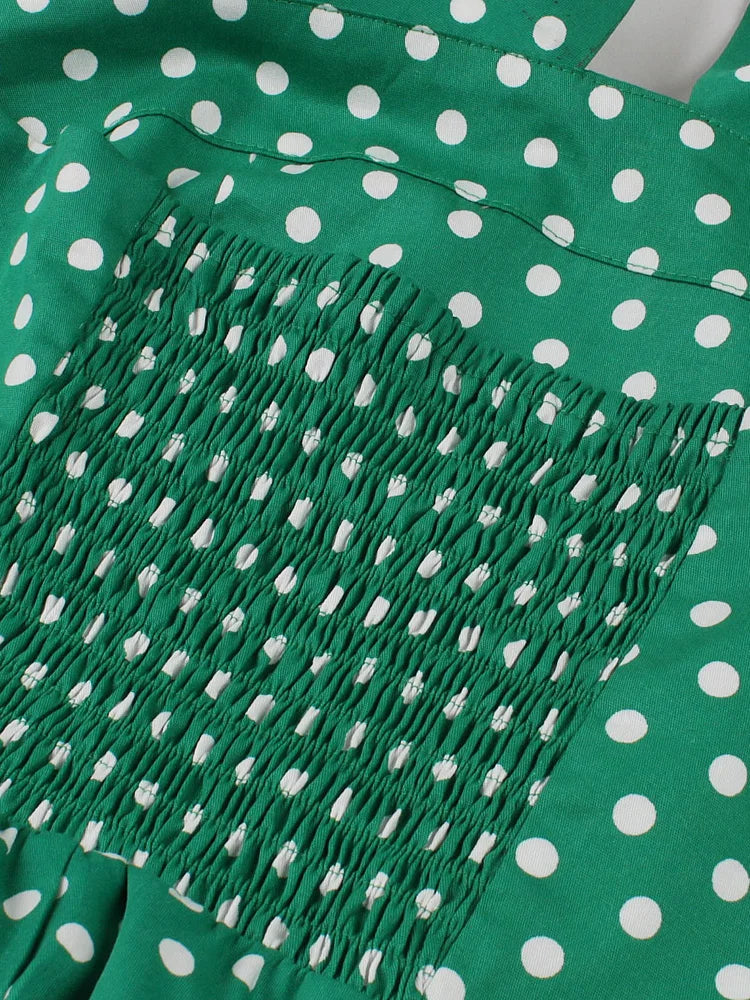 Cross Halter Polka Dot Midi Dress