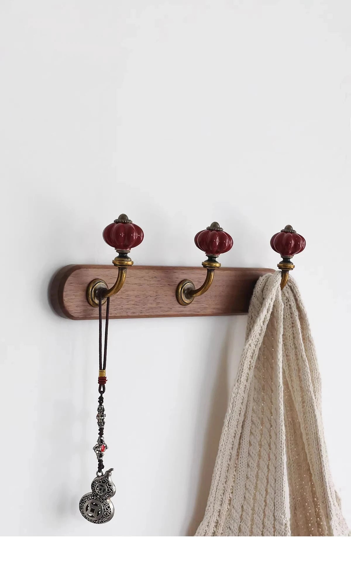 Mid-Century Minimalist Solid Wood Multiple Hanging Hooks