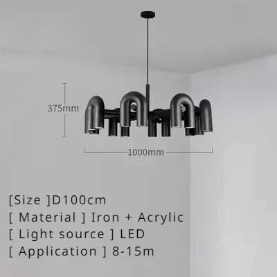 Retro Macaron U-Shape LED Pendant Chandelier