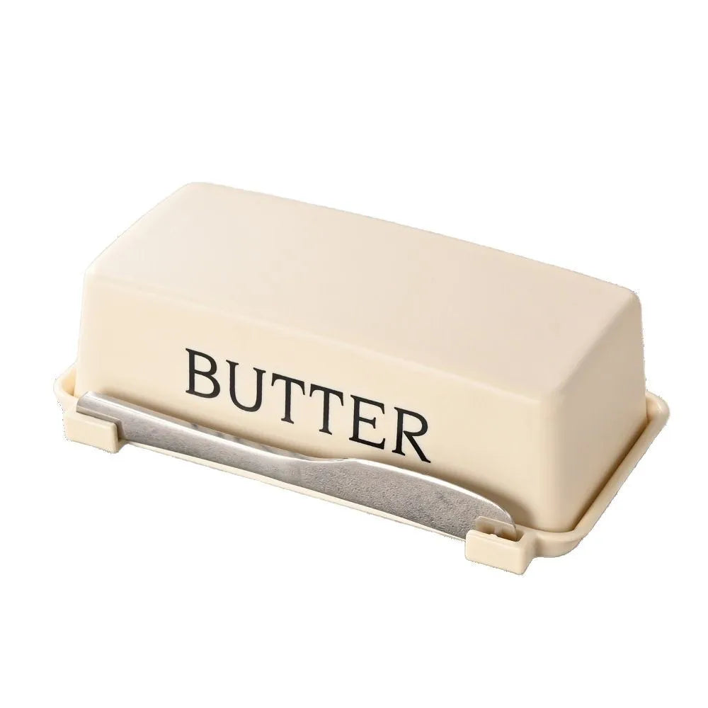 Retro Bistro Sealed Butter Box & Built-In Slicer Knife