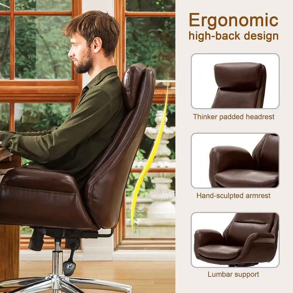 Leather Adjustable High-Back Office Chair