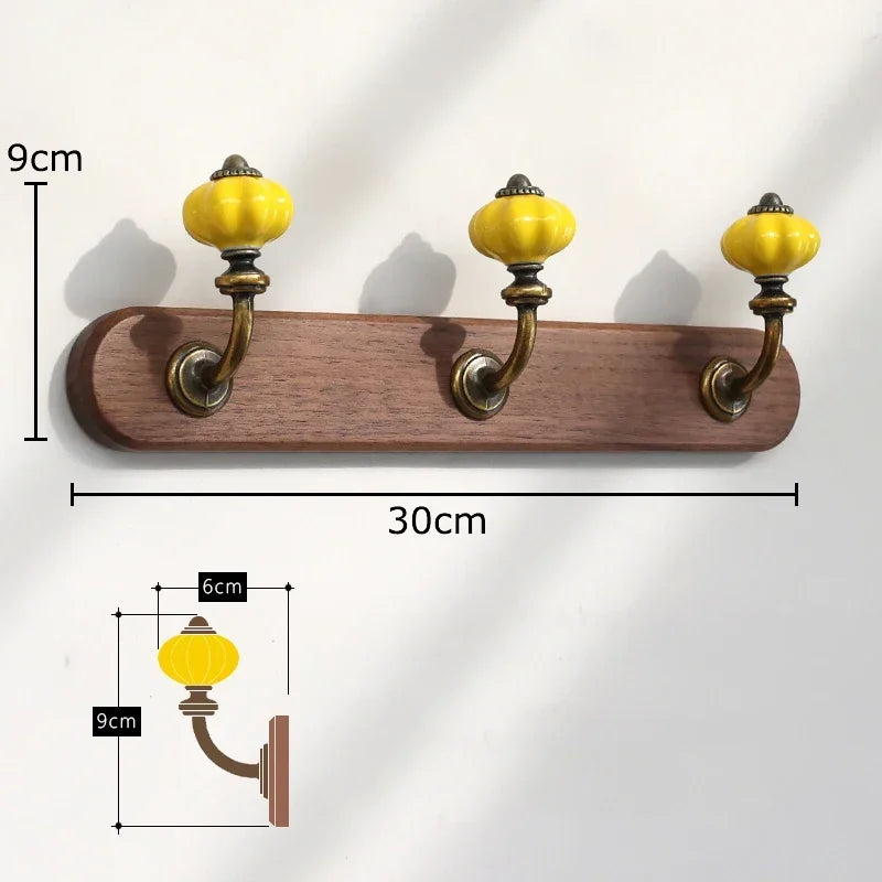 Mid-Century Minimalist Solid Wood Multiple Hanging Hooks
