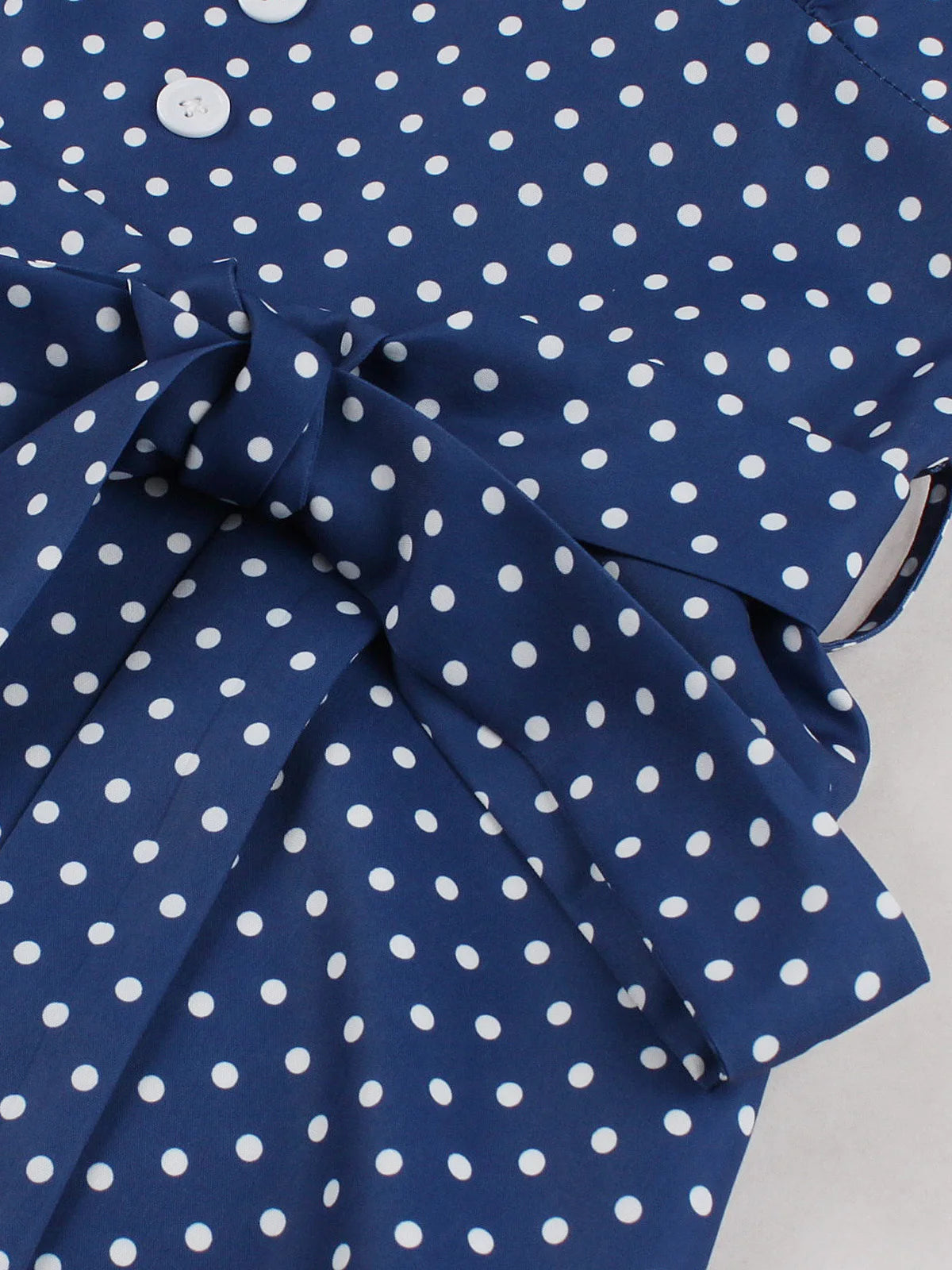 Lace Trim Polka Dot Tie-Waist Dress