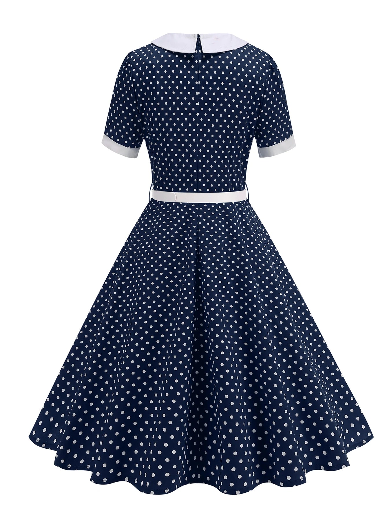 Polka Dot Collar Fit & Flare Dress with Headband