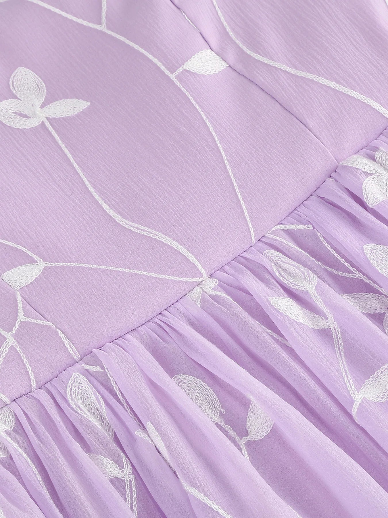 Embroidered Tie Strap Tulle Dress
