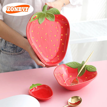 Retro Strawberry Fields Ceramic Dessert & Dipping Dish