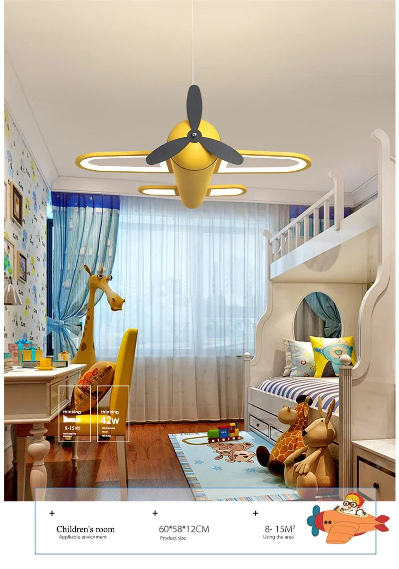 Retro Pop Cartoon Iron Airplane Chandelier