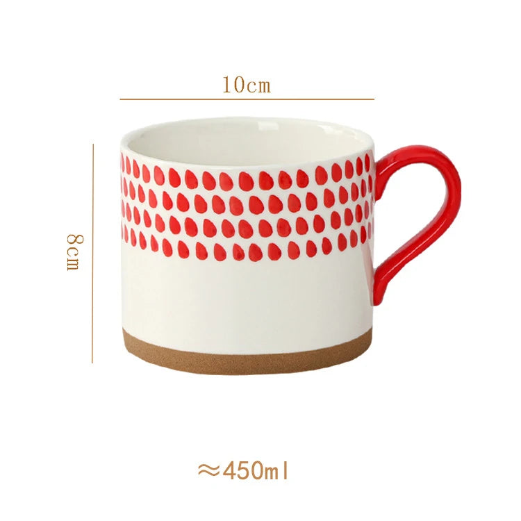 Retro Boho Painted Pattern Porcelain Stacking Mug