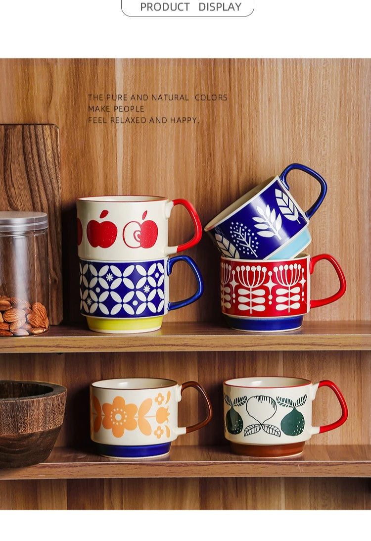 Retro Pastel Ceramic Coffee Mug (300ml)