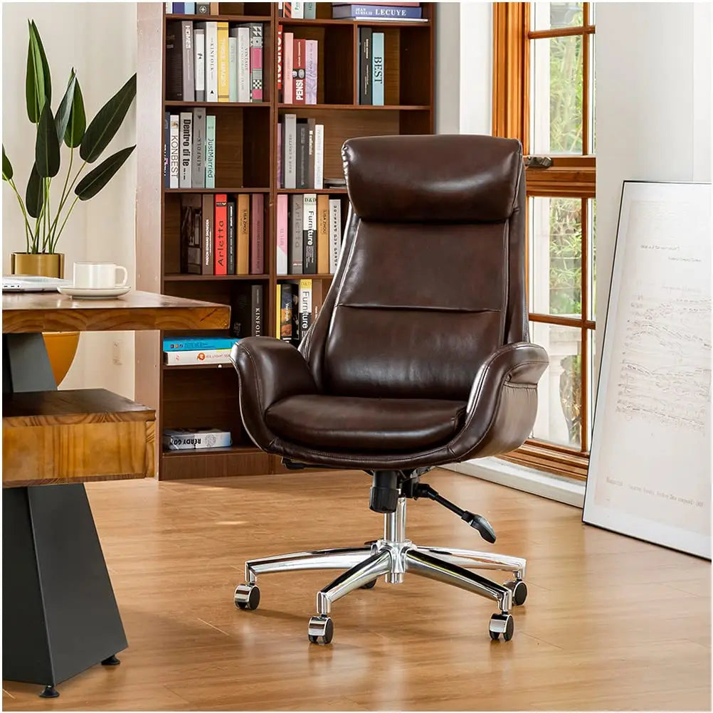 Leather Adjustable High-Back Office Chair