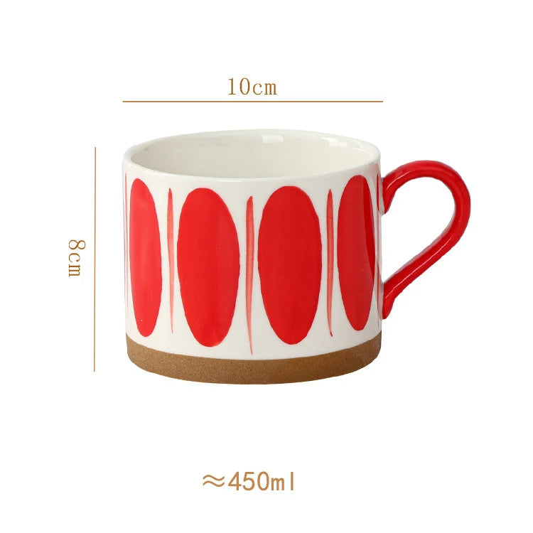 Retro Boho Painted Pattern Porcelain Stacking Mug